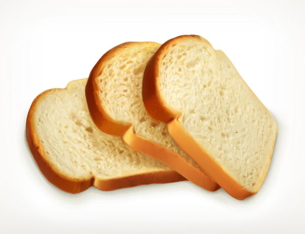 برش نان گندم تازه جدا شده در پس زمینه سفید نماد وکتور نانوایی