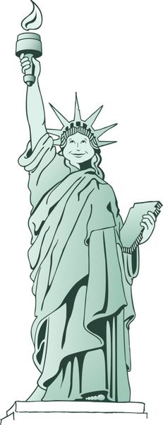 به تصویر کشیدن کارتون از مجسمه آزادی نمادی از آزادی در شهر نیویورک