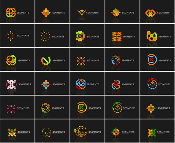 مجموعه ای از آرم های انتزاعی خطی و شکل های چرخان نماد شرکت نماد تجارت