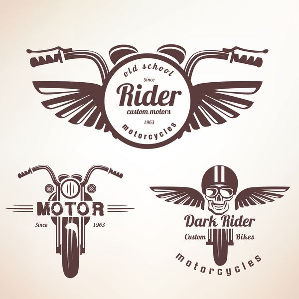 مجموعه ای از برچسب های موتور سیکلت پرنعمت نشان ها و عناصر طراحی
