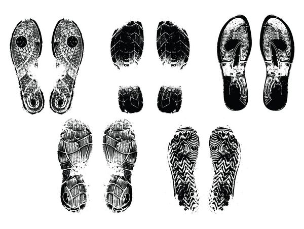 تصاویر از siluetette footprints هر جفت ردپا روی یک لایه جداگانه قرار دارد شانزده جفت ردپای زن و مرد برخی از آنها مخصوص کفش و برخی دیگر برای کفش ورزشی است