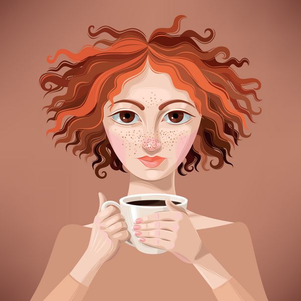 دختر زنجبیل با قهوه
