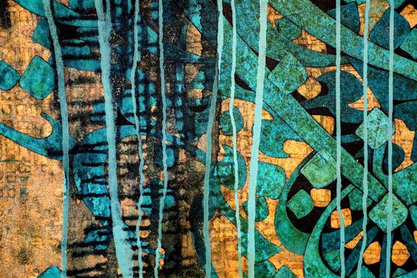 معنا نقاشیخط زیبای فارسی پوستر دیواری نمای نزدیک بافت