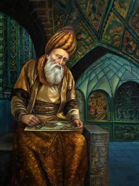 کمال الدین بهزاد نگارگر ایرانی نقاشی رنگ روغن