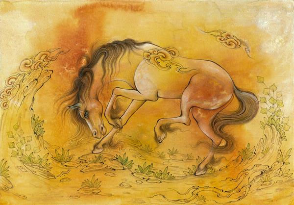 اسب مینیاتور نگارگری زیبا از حیوان نجیب اثر رحیم عظیمی