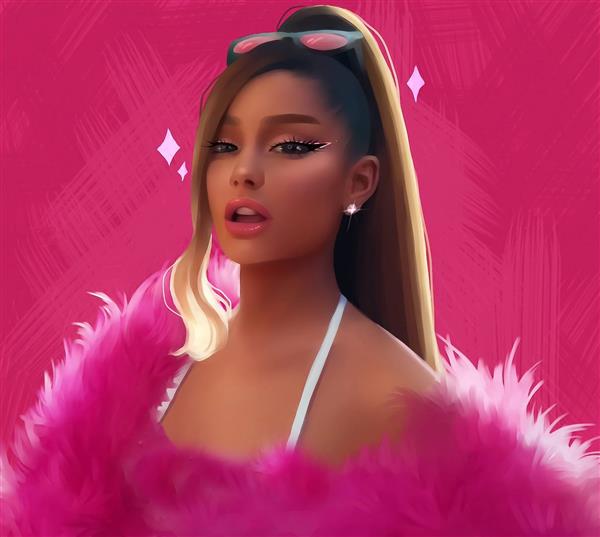 نقاشی دیجیتال آریانا گرانده خواننده محبوب و جوان آمریکایی