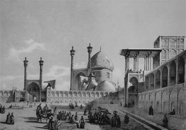 طراحی و نقاشی زیبا از میدان نقش جهان اصفهان آلی قاپو