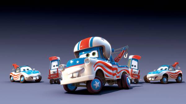 کارتون ماشین ها پوستر با پرچم ایالات متحده آمریکا