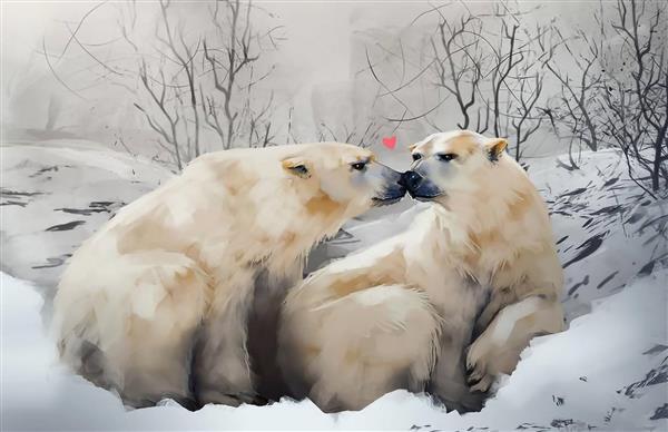محبت خرسها نقاشی دیجیتال