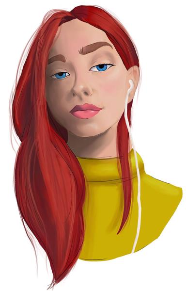 پوستر دختر زیبا مو قرمز نقاشی دیجیتال