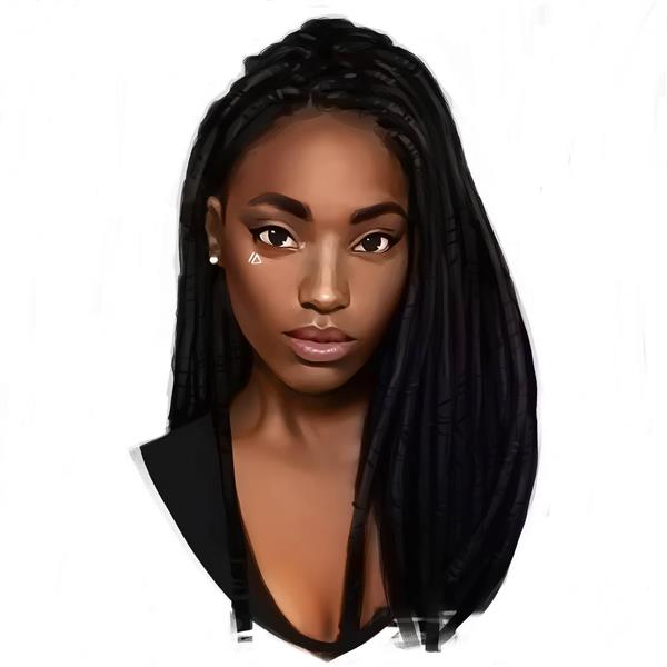 دختر سیاه پوست زیبا نقاشی دیجیتال