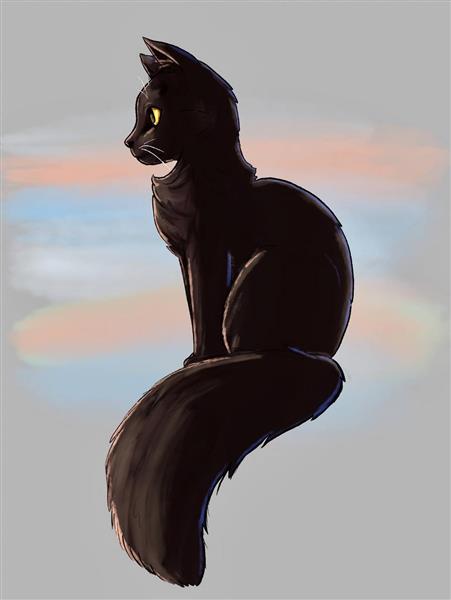 گربه سیاه نقاشی دیجیتال