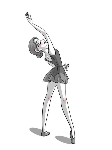 نقاشی دیجیتال دختر زیبا رقص باله سیاه سفید