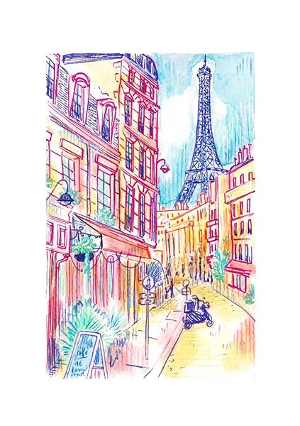 ایفل پاریس رنگارنگ نقاشی دیجیتال فرانسه