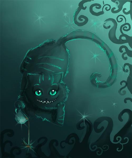 گربه جادویی آلیس در سرزمین عجایب نقاشی دیجیتال