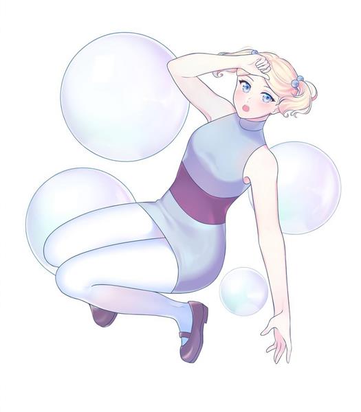 دختر زیبا خجالتی توپ سفید نقاشی دیجیتال