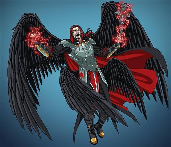 آسمودئوس فرشته مرگ جنگجو نقاشی دیجیتال