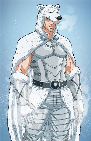 قهرمان شنل گرگ قطبی سفید نقاشی دیجیتال