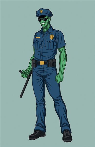 پلیس پوست سبز نقاشی دیجیتال
