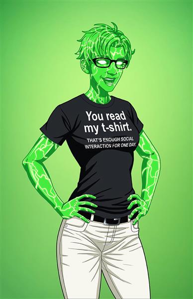 دختر زیبا عینکی سبز نقاشی دیجیتال