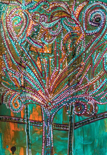 درختان نقاشی انتزاعی به سبک کوبیسم