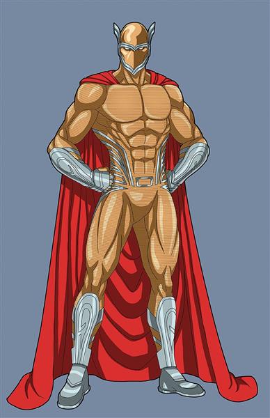 قهرمان طلایی عضله ای نقاشی دیجیتال