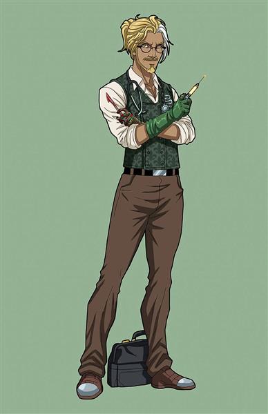 مرد بلوند قهرمان سبز نقاشی دیجیتال
