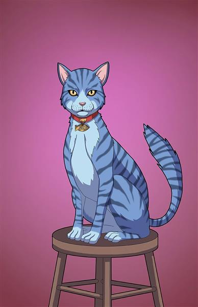 گربه آبی نقاشی دیجیتال