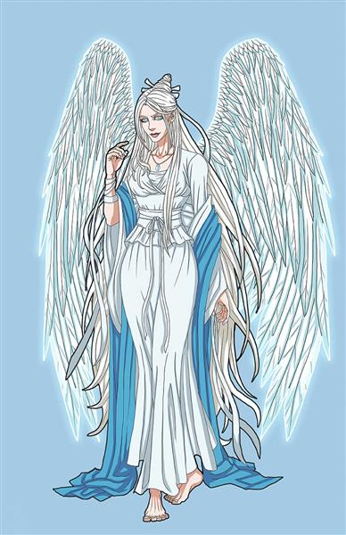 فرشته سفید زیبا نقاشی دیجیتال
