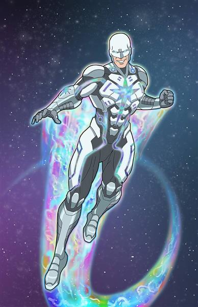 مرد فضایی قدرت رنگی نقاشی دیجیتال