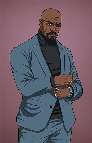 مرد سیاه پوست شیک نقاشی دیجیتال هیکلی