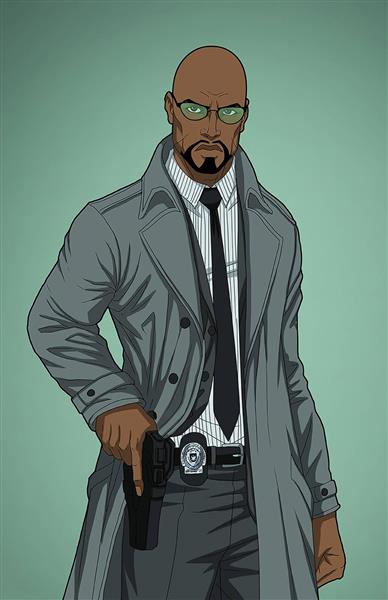 پلیس عینک سیاه پوست نقاشی دیجیتال