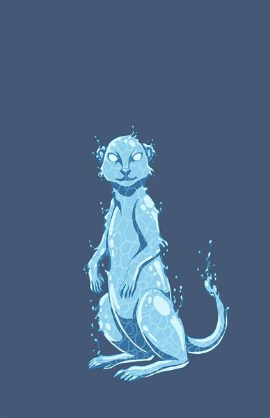 سمور آبی زیبا براق نقاشی دیجیتال