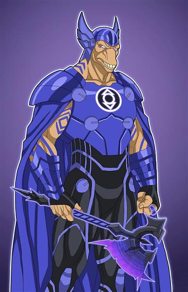مرد قهرمان آبی کارتونی نقاشی دیجیتال