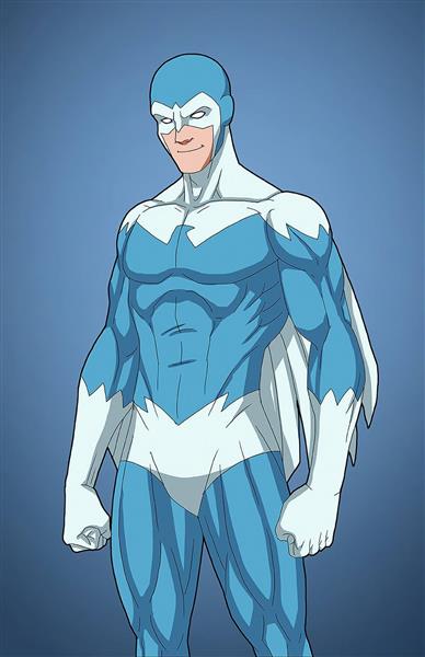 قهرمان آبی سفید نقاشی دیجیتال