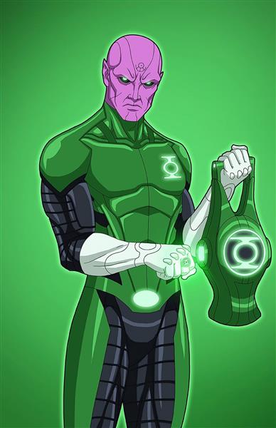 مرد فضایی پوست صورتی نقاشی دیجیتال لباس سبز