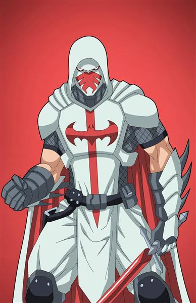 مرد صلیب سفید جنگجو نقاشی دیجیتال