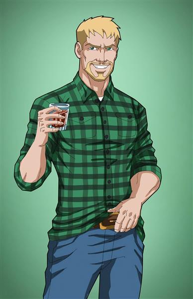 مرد بلوند پیراهن نوشیدنی نقاشی دیجیتال
