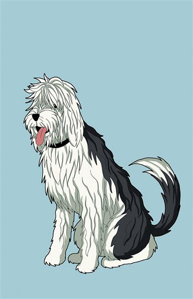 سگ سیاه و سفید نقاشی دیجیتال