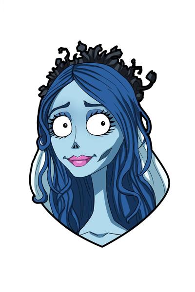 چهره عروس مرده نقاشی دیجیتال آبی