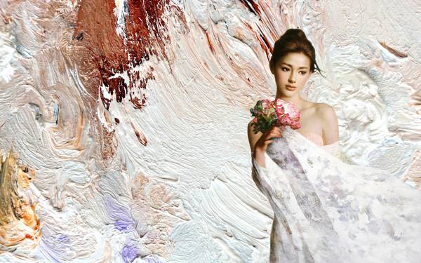 عروس زیبا و بافت سنگ مرمر لوکس طرح پوستر دیواری زیبا