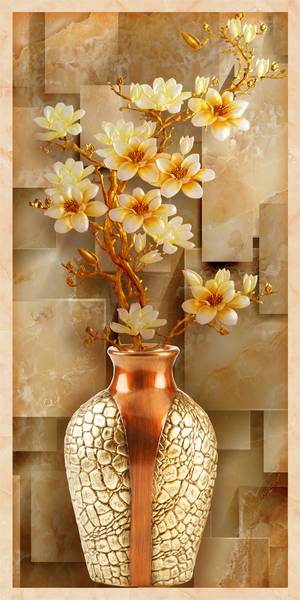گلدان لاکچری زیبا و سلطنتی طرح پوستر دیواری سه بعدی