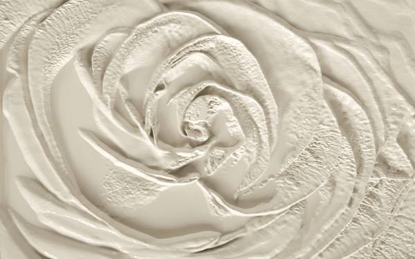 پوستر دیواری حکاکی طرح گل سفید سه بعدی