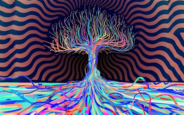 درخت رنگارنگ شورانگیز روانشناختی زندگی