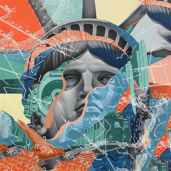 مجسمه رنگارنگ آزادی اثر هنری