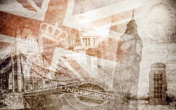 پوستر پرچم انگلیس و شعر لندن پوستر دیواری