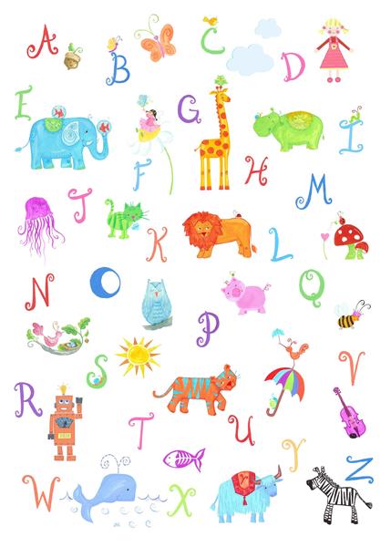 حیوانات رنگارنگ و حروف الفبا