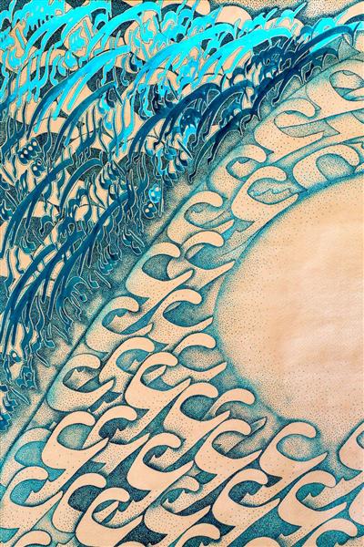 عشق به شکل ساحل دریا تابلو نقاشیخط اثر استاد مجید امامی