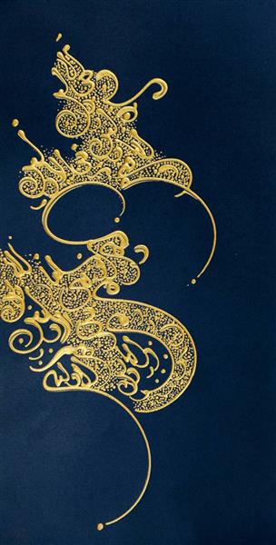 تابلو لاکچری طلایی نقاشیخط نقاشیخط اثر عظیم فلاح