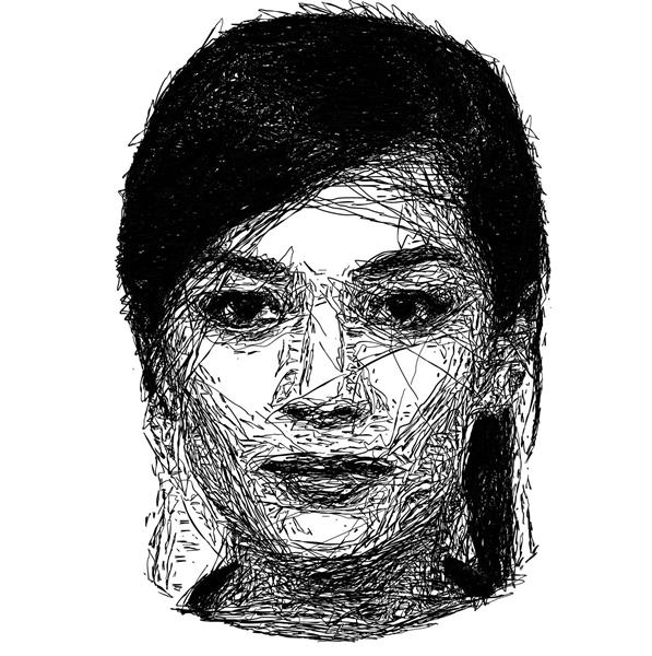 اسکچ و طراحی صورت زن فقط با خطوط وکتور